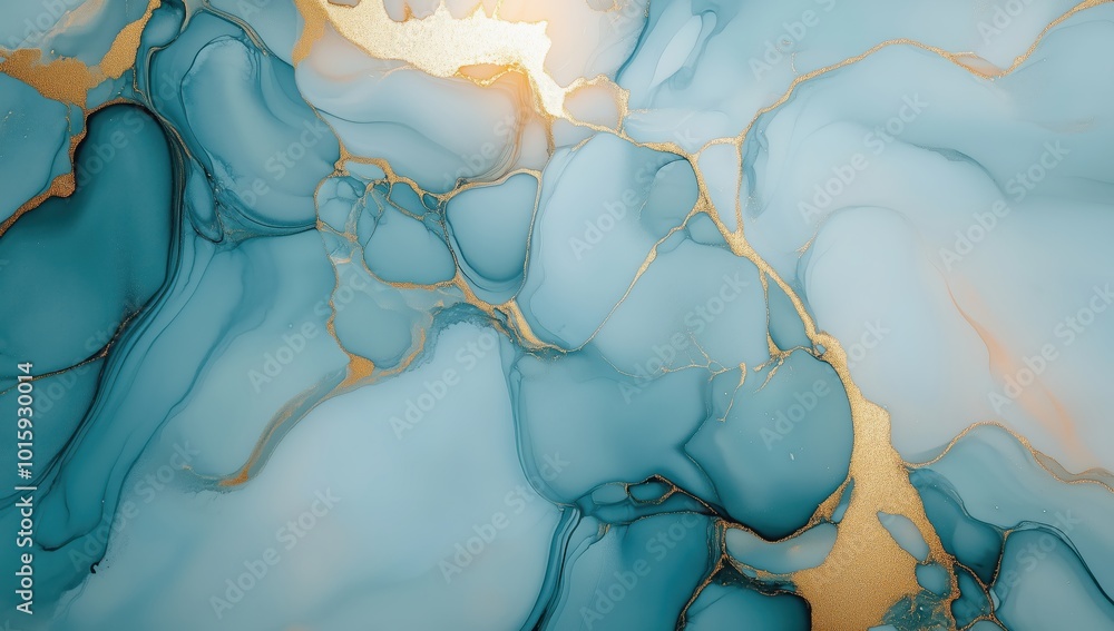 Poster abstract blue and gold marble texture with fluid patterns and luxurious design elements for modern a