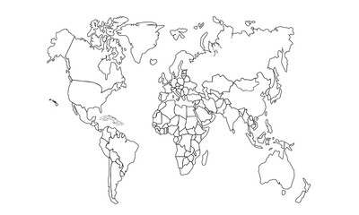 World map. world map outline isolated on a white background. vector illustration.