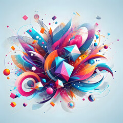 Vibrant Abstract Geometric Shapes in Dynamic Explosion