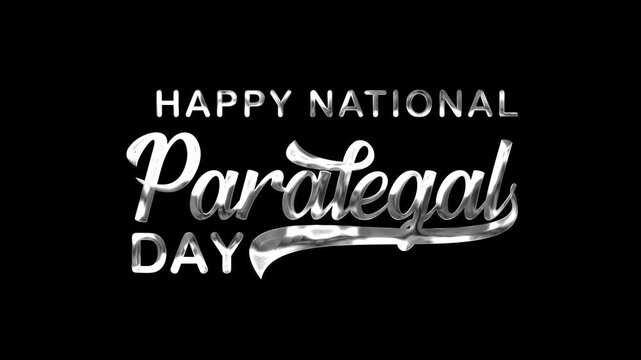 Happy National Paralegal Day Text Animation on Silver Color. Great for Happy National Paralegal Day Celebrations, for banner, social media feed wallpaper stories.