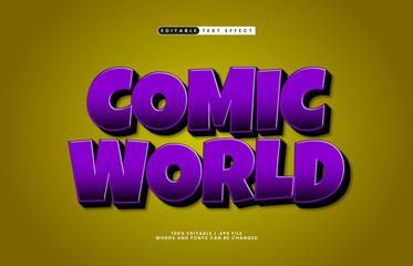comic world editable text effect with a comic and kids text style
