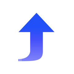 急激に上昇する青い矢印のアイコン　細目