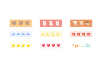 Cute cartoon label tapes collection. Planner, organizer, reminder concepts. Flat decorative vector design isolated illustration.