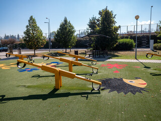 A beautiful children's playground on the parking area near the D1 highway near the town of...