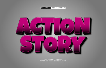 action story editable text effect with a comic and kids text style
