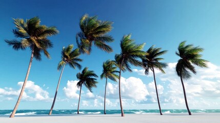 Fototapeta premium Tropical Beach Palm Trees Summer Vacation Paradise