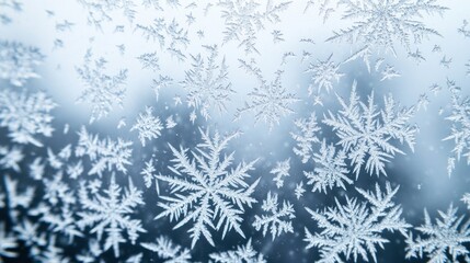 Beautiful Snowflake Pattern on Frozen Window Pane