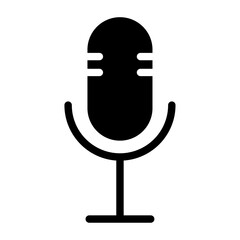 Minimalist microphone vector icon for podcasting and audio production