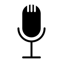 Minimalist microphone vector icon for podcasting and audio production