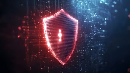 Digital Shield with Keyhole  Cybersecurity  Data Protection  Network Security