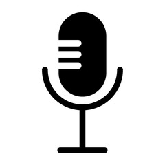 Minimalist microphone vector icon for podcasting and audio production