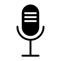 Minimalist microphone vector icon for podcasting and audio production