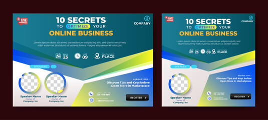 Live webinar online business conference web banner and social media cover template design
