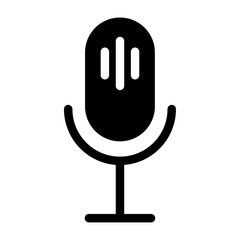 Minimalist microphone vector icon for podcasting and audio production