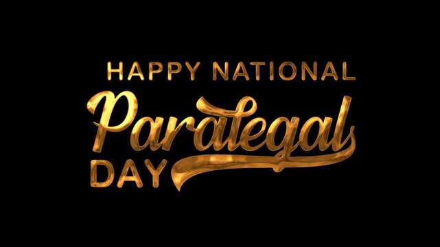 Happy National Paralegal Day Text Animation on Gold Color. Great for Happy National Paralegal Day Celebrations, for banner, social media feed wallpaper stories.