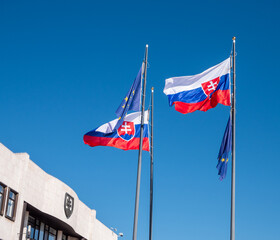 Národna rada Slovenskej republiky - National Council of the Slovak Republic. It is located on Castle Hill, right next to Bratislava Castle.