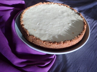 freshly baked homemade cheesecake on a plate