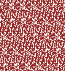 a red and white background with white paint