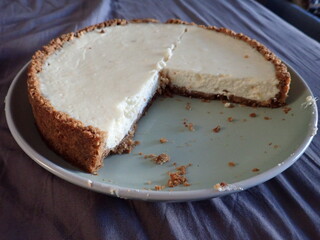 freshly baked homemade cheesecake on a plate