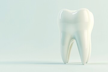 Simple 3D Render of a Molar Tooth on a Clean, Light Background, Emphasizing Dental Hygiene and Medical Education