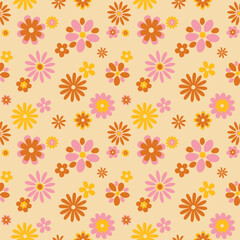 flower floral vintage seamless pattern. This is a retro flower repeat vector illustration. Design for decorative, wallpaper, shirts, clothing, tablecloths, blankets, wrapping, texture, textile,    