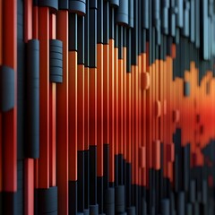 Obraz premium 3D indicator of sound speed, Abstract vector futuristic high digital technology concept. Sign of audio digital record, vibration, pulse and music soundtrack. Sound wave. Digital music equalizer