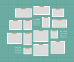Pictures or photos frame collage. comics page grid layout abstract photo frames and digital photo wall template