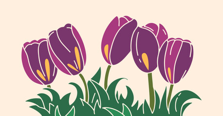 tulips blooming flower background concept