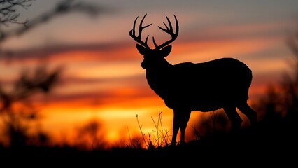 Deer silhouette at sunset