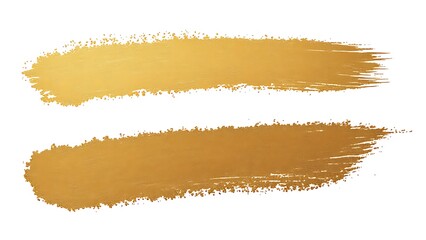 Obraz premium Two gold paint brush strokes on a white background