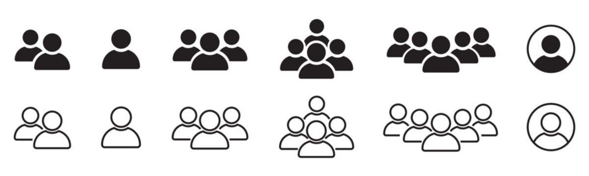 People icon set in trendy flat style.