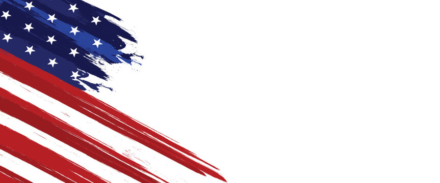 painted us flag. hand drawn american flag. transparent png and vector illustration.