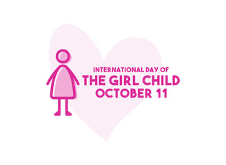 International Day of The Girl Child. October 11. Flat design vector. White background.