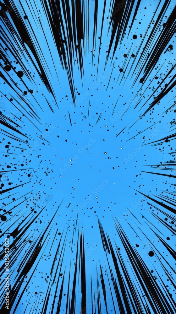 Poster vibrant blue comic-style backdrop, ideal for adding custom text or graphics, dynamic and engaging vi