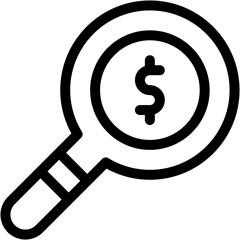 Vector Icon for Dollar, hand, magnifier, search, scan