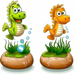 Naklejka premium Cute and Colorful Sea Creatures for Fun Designs
