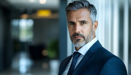 Fototapeta premium Portrait of a Confident Middle-Aged Man in a Suit