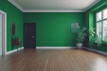 Fototapeta premium Bright Lime Green Room with Natural Elements