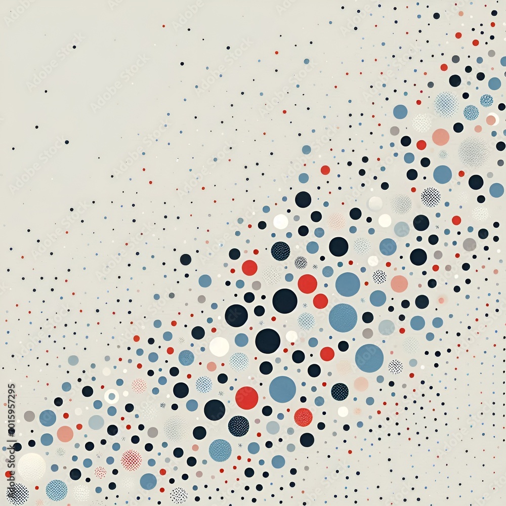 Poster abstract background with red and white dots. generative ai