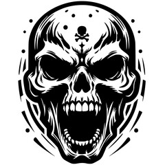 Wrath skull silhouette black vector design