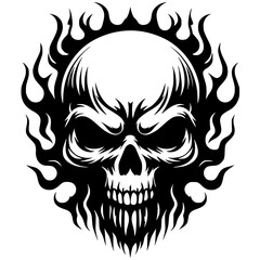 Heavy metal skull t-shirt design silhouette