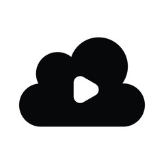 A cloud with a play button symbolizing cloud based media or streaming