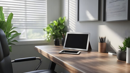 Modern Home Office Desk Setup with Natural Light and Minimalist Decor