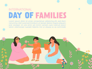 International Day of Families with heartfelt interaction. Vector illustrations.