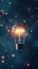 Showcase the power of innovation with a captivating background featuring a prominent idea symbol, such as a glowing lightbulb or a spark of creativity, to represent inspiration and inventive thinking 