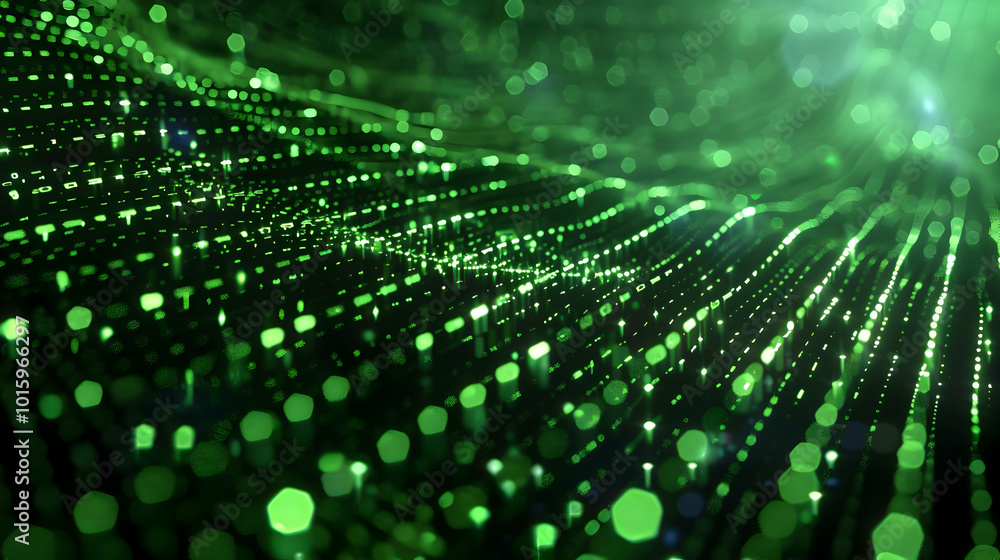Poster digital matrix particles grid virtual reality abstract cyber space environment background