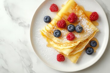 Crepes with Fresh Berries and Honey Topping