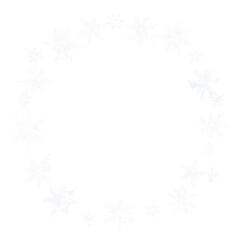 snow flakes arranged in a circle on black background