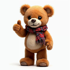 Fototapeta premium Teddy bear giving a thumbs up isolated on a white background