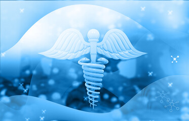 Medical symbol on abstract scientific background. 3d illustration..